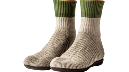 Woolen blue socks isolated on transparent background. PNG Lifestyle