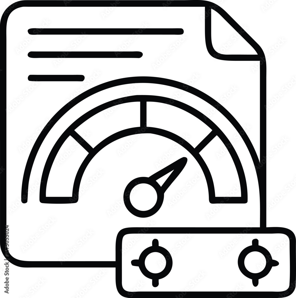 Poster clean line icon representing a credit score report with financial analysis elements