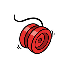 Obraz premium Red yo-yo with string and motion lines in a playful illustration