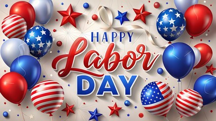 Happy Labor Day: Balloons and Stars Celebrate American Holiday