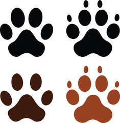 Fototapeta premium Black brown paw prints vector illustration animal