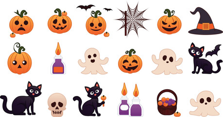 Halloween set vector outline and shape