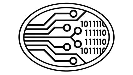 Abstract digital circuit board with binary code and connection points