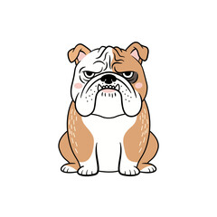 Cute and Funny Bulldog Character Illustration with Playful Expression