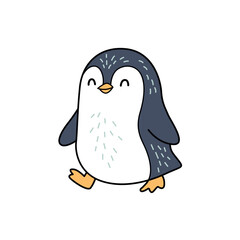 Cute Cartoon Penguin Walking Cheerfully with Joyful Expression