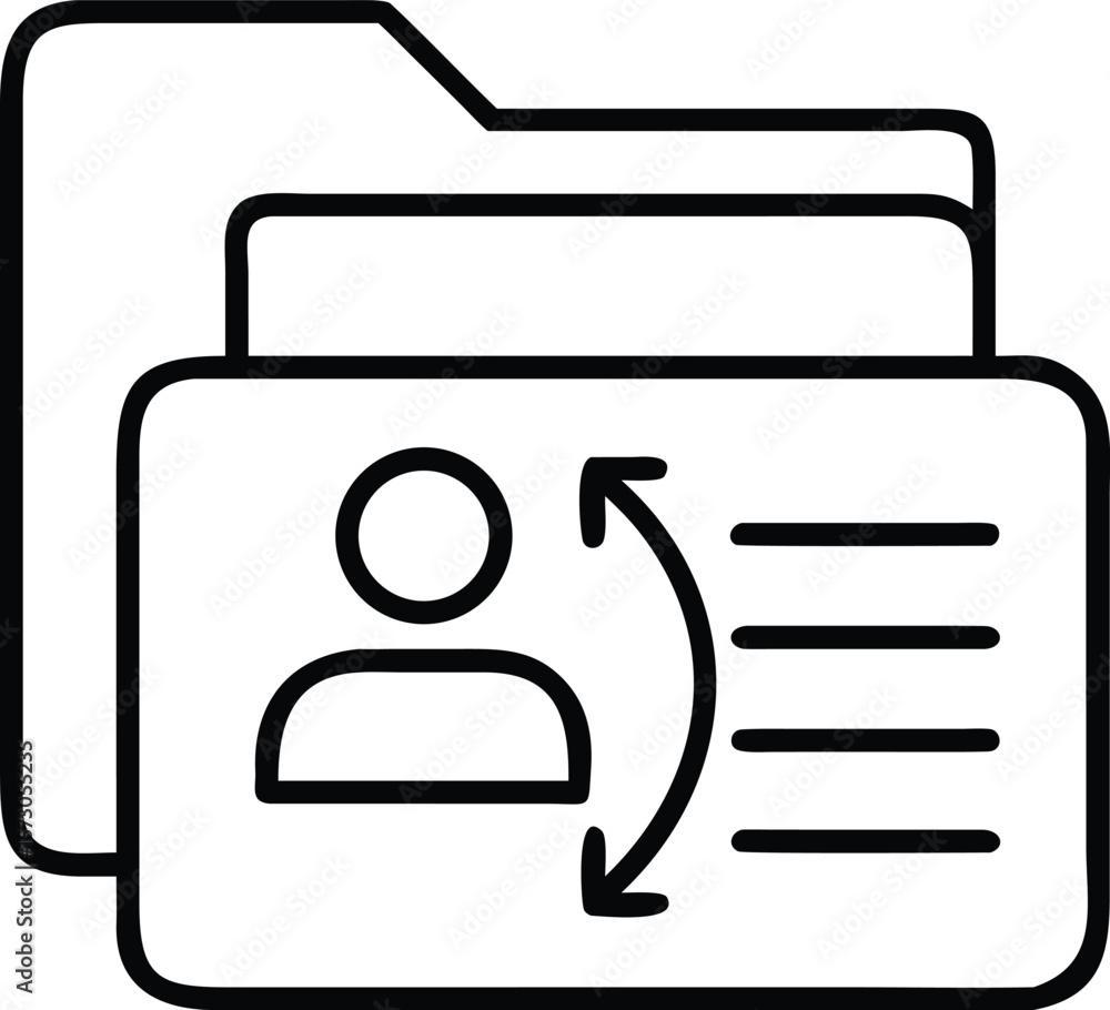 Poster clean outline icon representing a multi step onboarding process with a fold