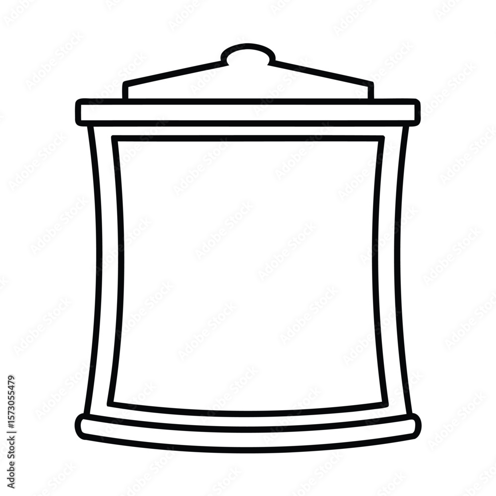 Poster handdrawn trash can with curved sides a domed lid on a waste garbage