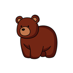 Cute Cartoon Style Brown Bear Character for Children's Illustrations