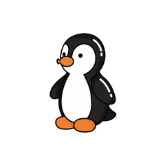 Cute Cartoon Penguin Character with Orange Beak and Flippers