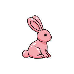 Cute Pink Bunny Rabbit Character with Big Ears and Cheerful Expression