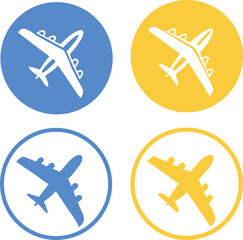 Blue and yellow airplanes in circles aircraft travel