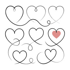 Elegant swirling hearts with a single pink heart love romance