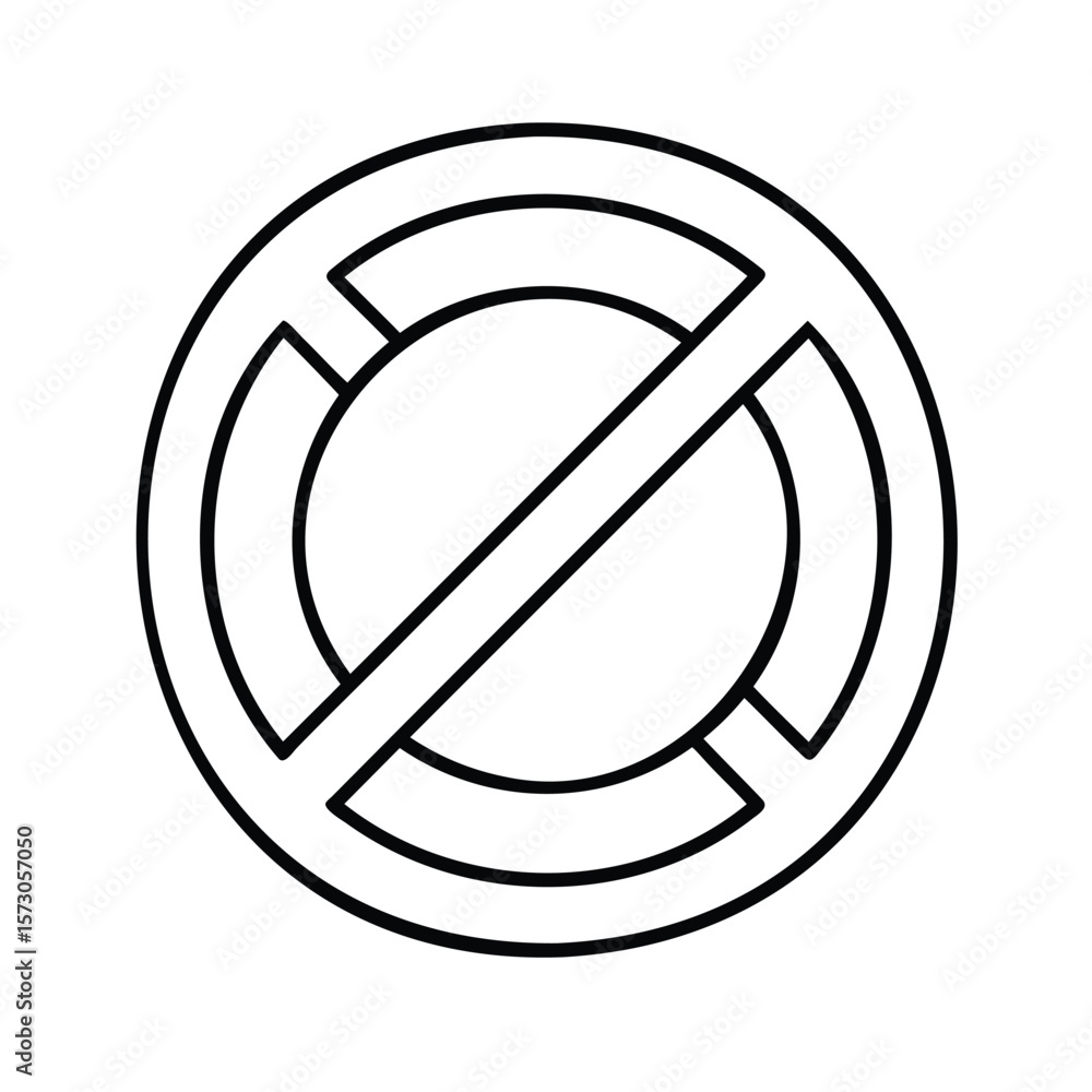 Poster circular prohibition sign with a diagonal line intersecting shapes on forbidden stop