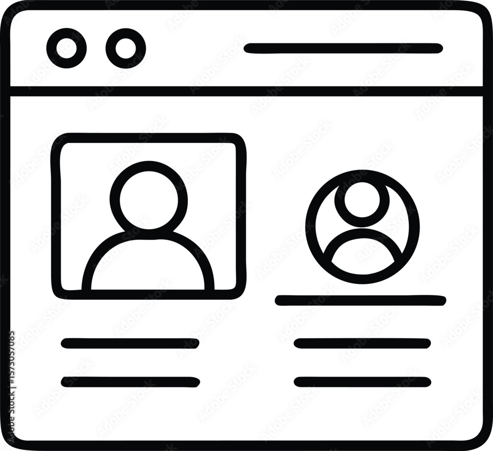 Poster minimal outline icon representing a crm window with essential interface elements