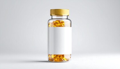 Transparent Bottle of Vitamin Capsules