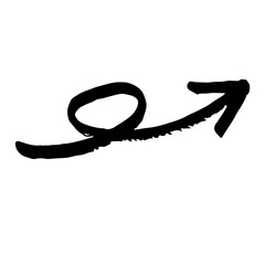 手描きの矢印のイラスト。方向を示すポインターに使える黒色のベクターセット。