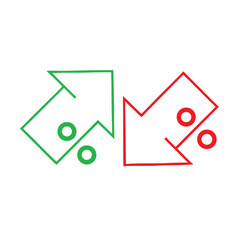 Green upward arrow red downward arrow percentage symbols vector