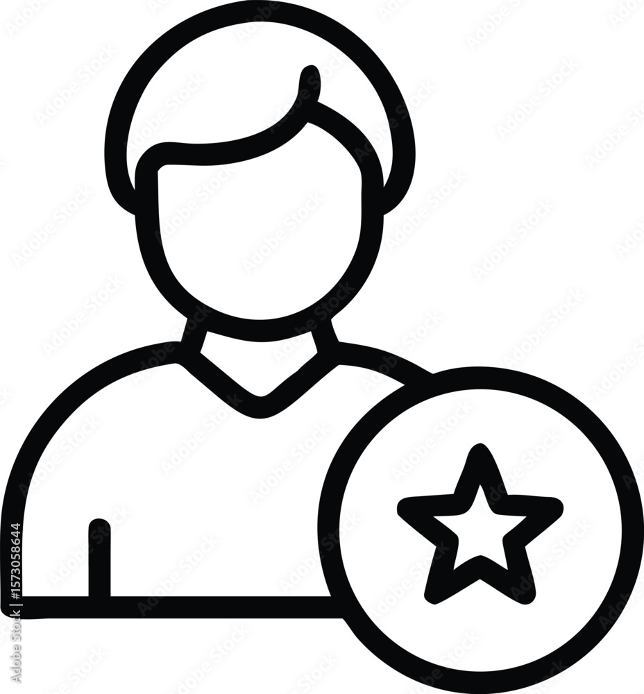Poster minimal user icon with a star badge clean stroke design