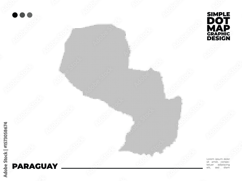 Poster simple monochrome dot map of paraguay for print and web