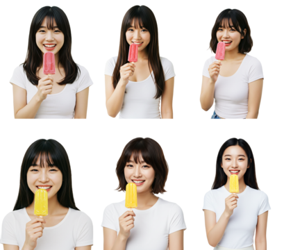 woman holding chocolate ice cream, popsicle- transparency .png