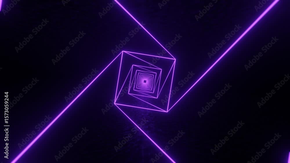 Aufkleber dynamic loop of glowing neon lines in futuristic tunnel. ideal background animation for digital camp