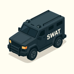 Obraz premium Isometric SWAT Armored Police Vehicle Vector