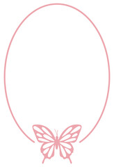 Oval Butterfly Frame | Decorative Border Element | Vector Illustration