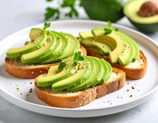 Healthy Avocado Toast with Fresh Herbs on Whole Grain Bread
