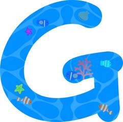 Letter G Ocean Alphabet – Marine Life with Coral and Starfish