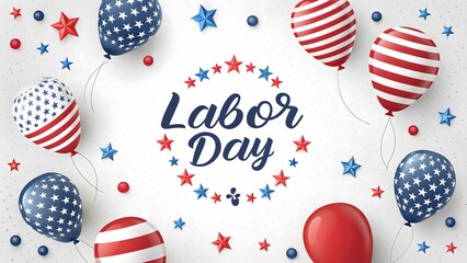 Happy Labor Day: Balloons and Stars Celebrate American Holiday