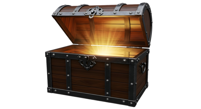 Open treasure chest with golden light
