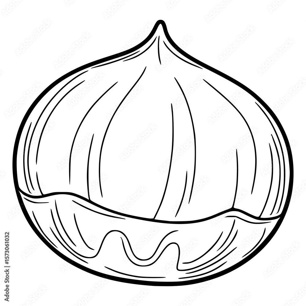 Poster detailed vector illustration of a chestnuts in a hand-drawn style, featuring a unique wavy bottom li