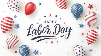 Happy Labor Day: Festive Balloons and Stars Celebrate American Holiday