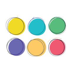 Colorful circles with sketchy outlines abstract background