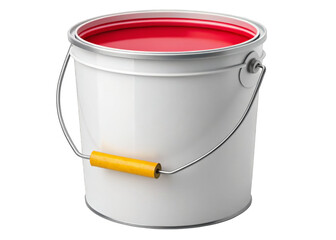 red paint bucket isolated on a transparent background.	
