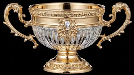 A sleek golden trophy cup polished and shining set against a dark background perfect for celebrating achievements