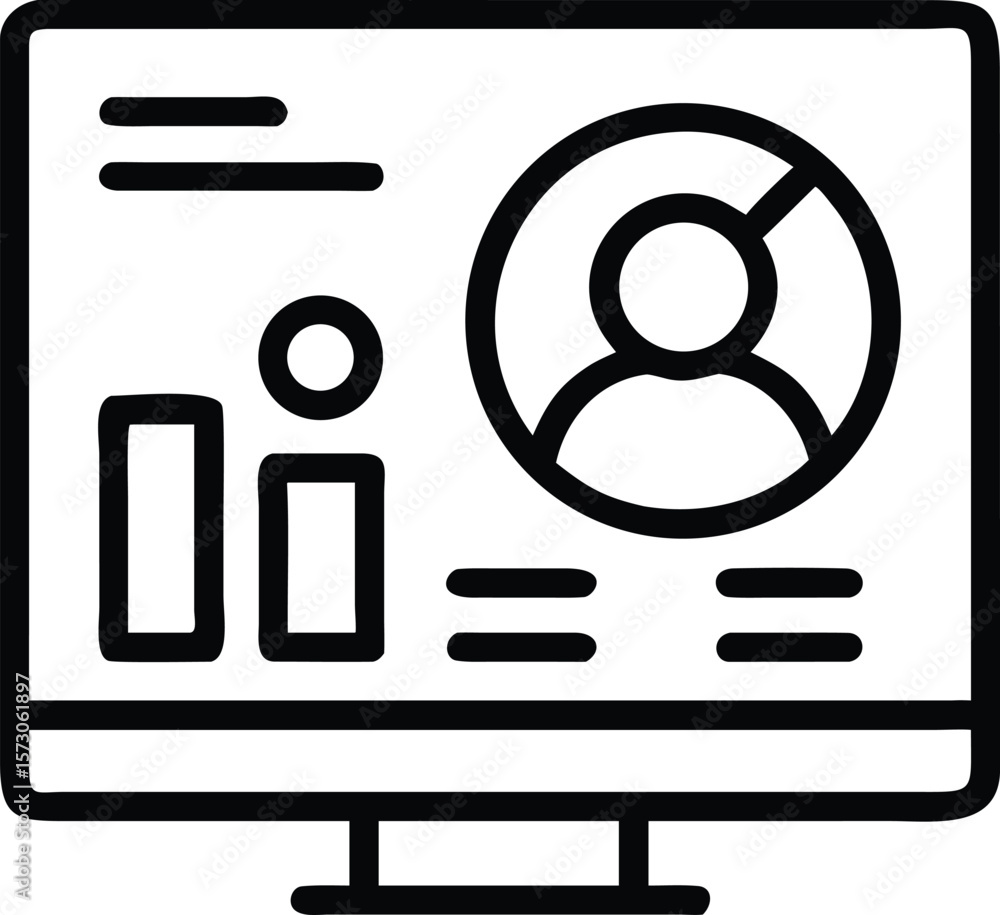 Poster outline icon of a human resources management dashboard with various data elements