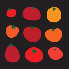 Set of tomatoes. Vector Illustration. variety of colorful tomato