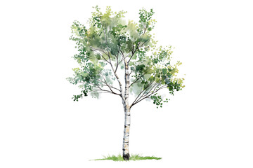 Obraz premium Birch Tree Botanical Watercolor Illustration Transparent Background