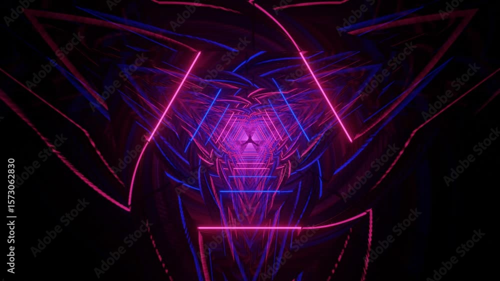 Aufkleber futuristic tunnel with dynamic glowing neon lines moving in perspective. seamless loop animation for
