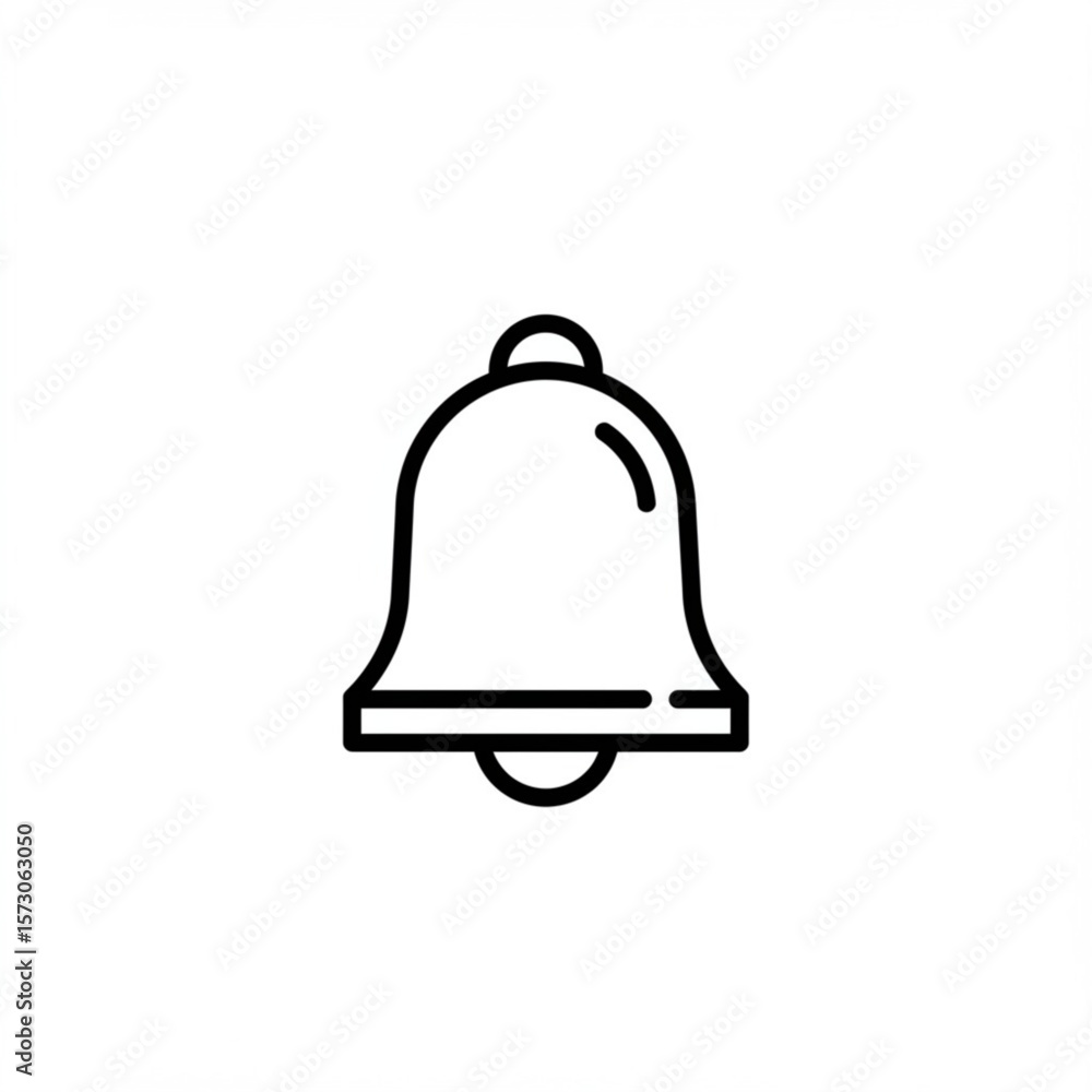 Poster simple outline bell icon representing notifications or alerts on a white background