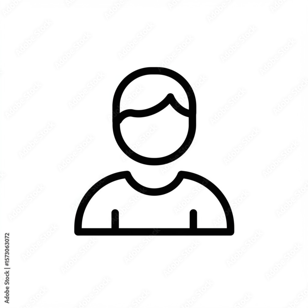 Poster simple outline icon representing a person or user profile on a white background