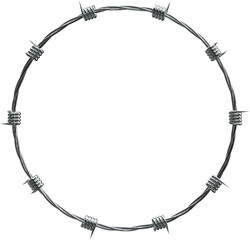 3d rendering, Sharp Barb Wire Elements in 8K, 3D Rendered Metal Steel Barbed Wire Border, Isolated...