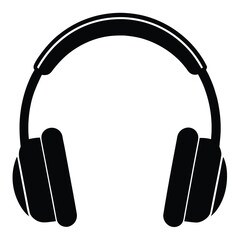 Obraz premium A minimalist headphone silhouette is presented in solid black against transparent backdrop