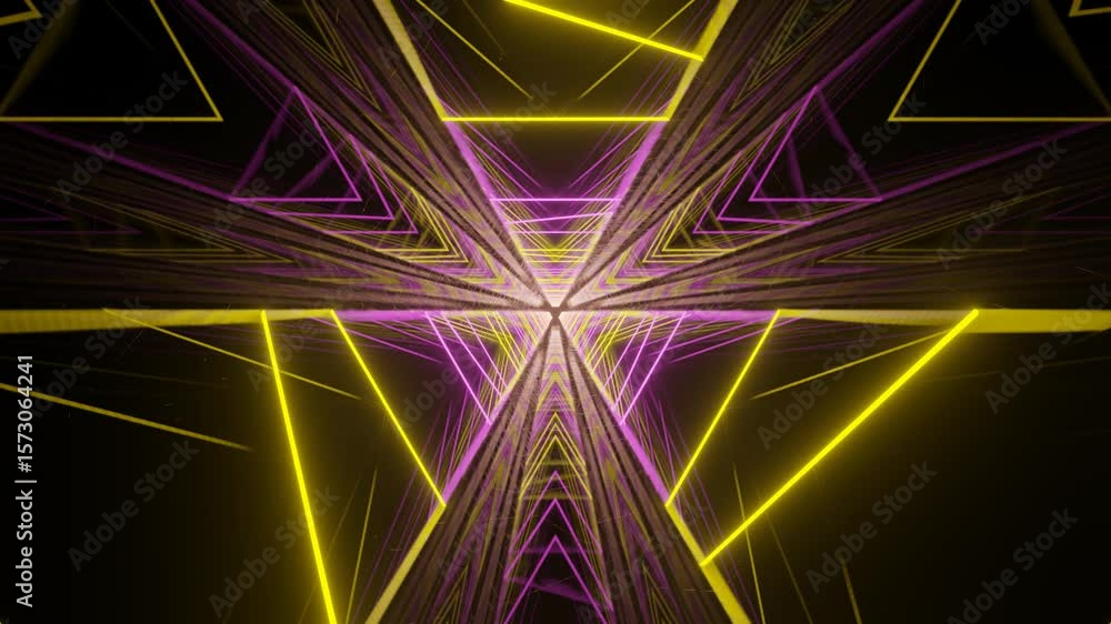 Aufkleber dynamic 3d animation of a glowing tunnel filled with parallel neon lines. perfect background loop fo