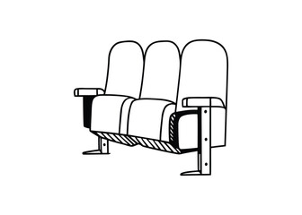 Silhouette of theater chair isolated on a white background