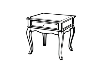 Silhouette of side table isolated on a white background