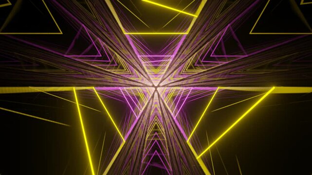 Dynamic 3D animation of a glowing tunnel filled with parallel neon lines. Perfect background loop for designers, editors, and futuristic concept projects