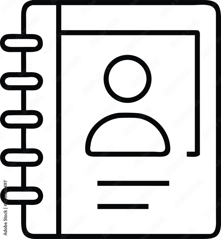 Poster thin outline icon of a contact book symbolizing connection and information