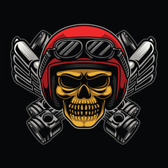 Fototapeta premium Skull Rider with Motorcycle Engine Wings.